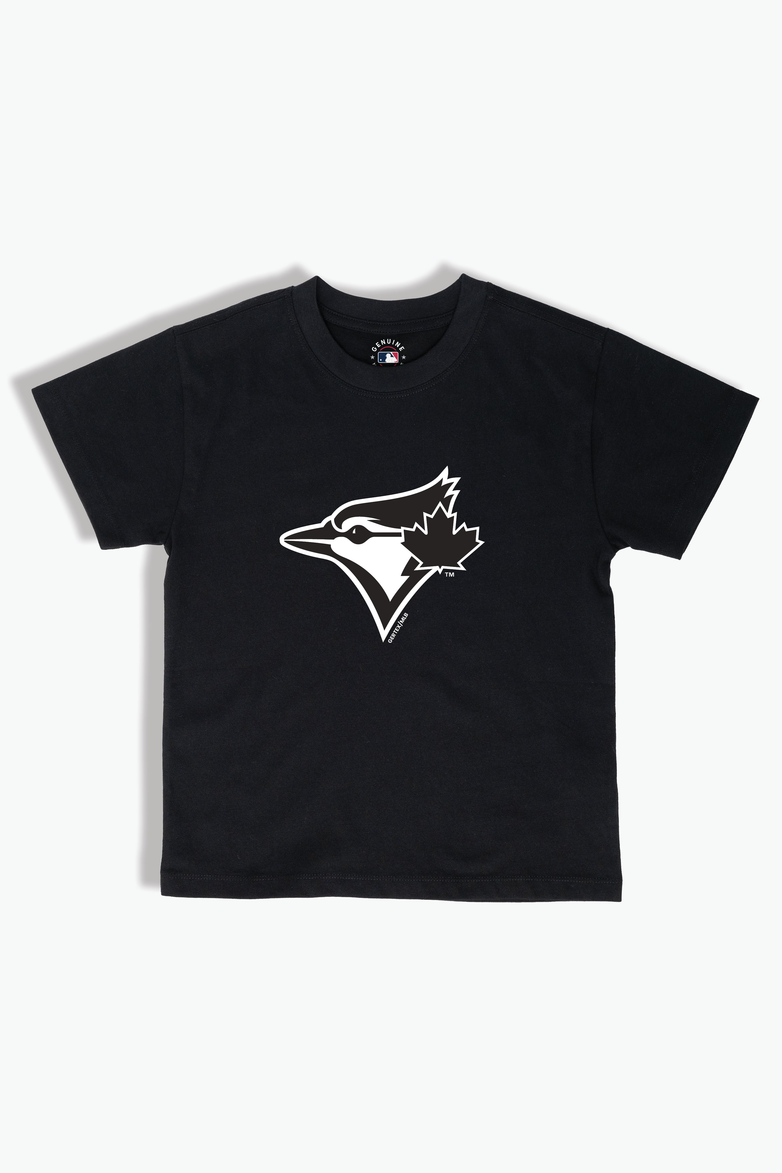 Toronto Blue Jays Kids T-Shirt MLB Youth Black Tee, Soft Combed Cotton, Boys & Girls S-XL