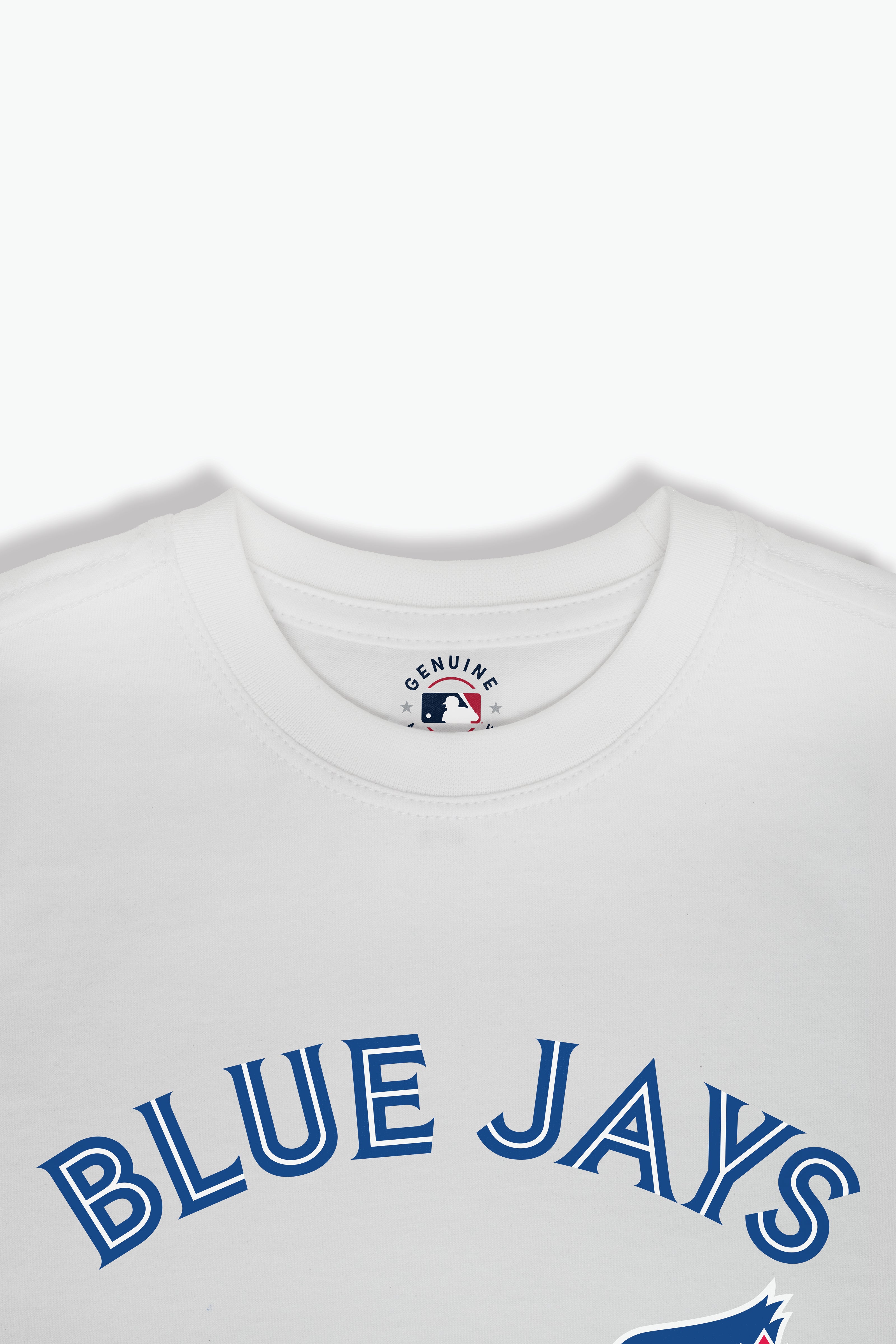 Toronto Blue Jays Kids White T-Shirt MLB Youth Tee, Soft Combed Cotton, Boys & Girls S-XL