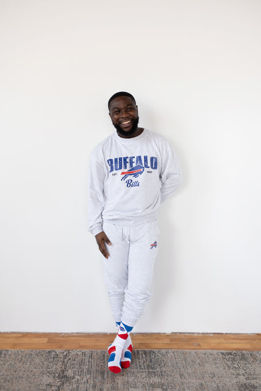 NFL Buffalo Bills Grey French Terry PJ Lounge Set