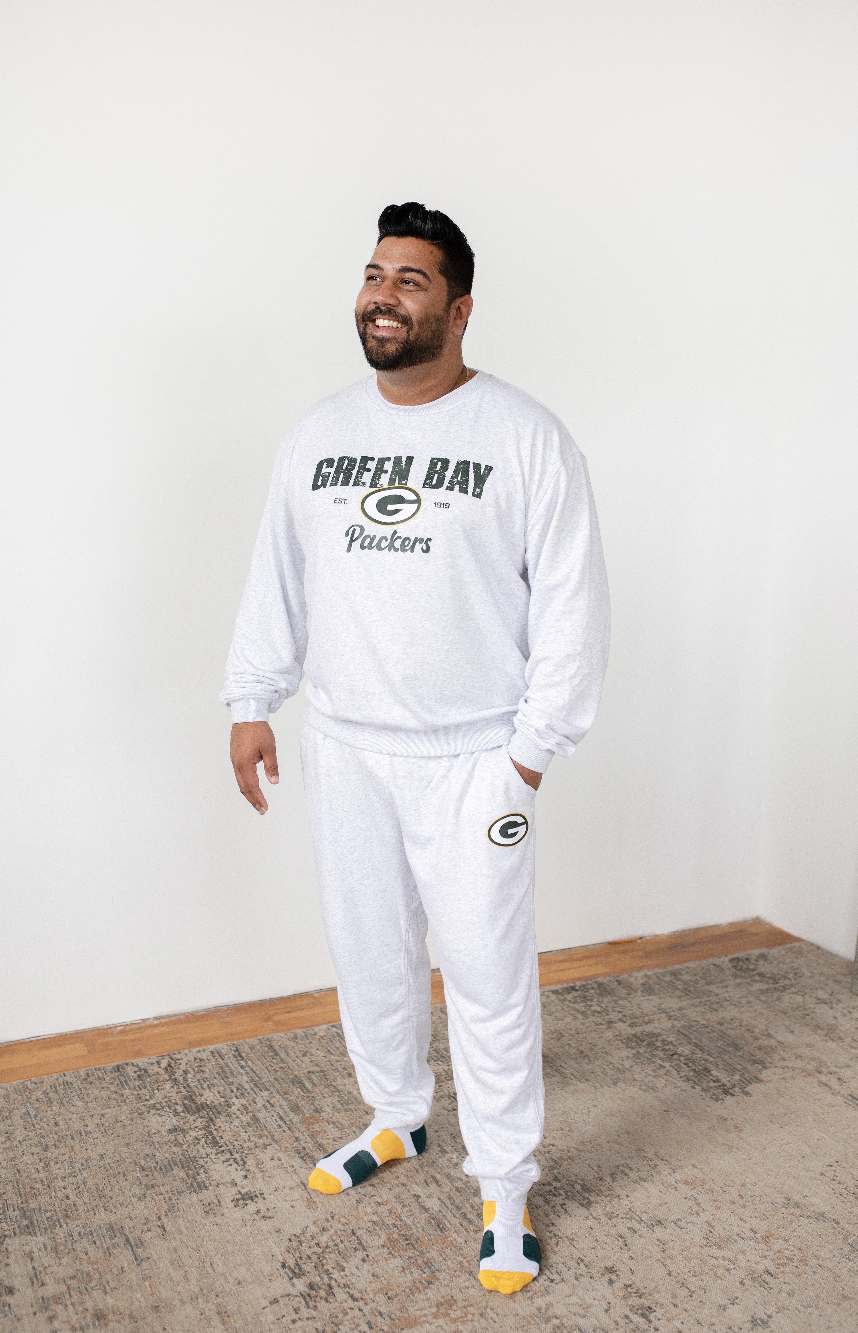 Green Bay Packers Grey French Terry Pajamas