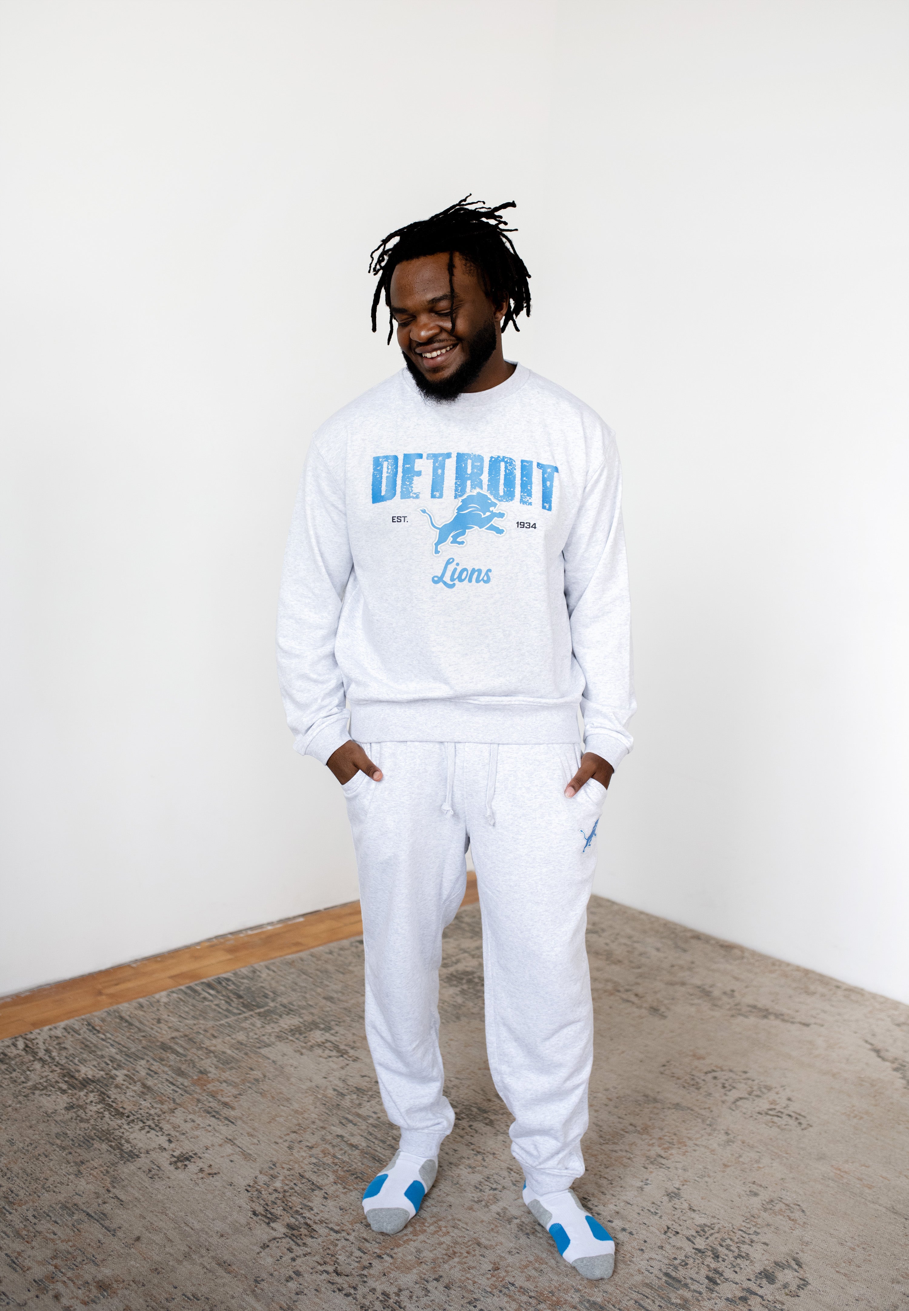 NFL Detroit Lions Grey French Terry PJ Lounge Set