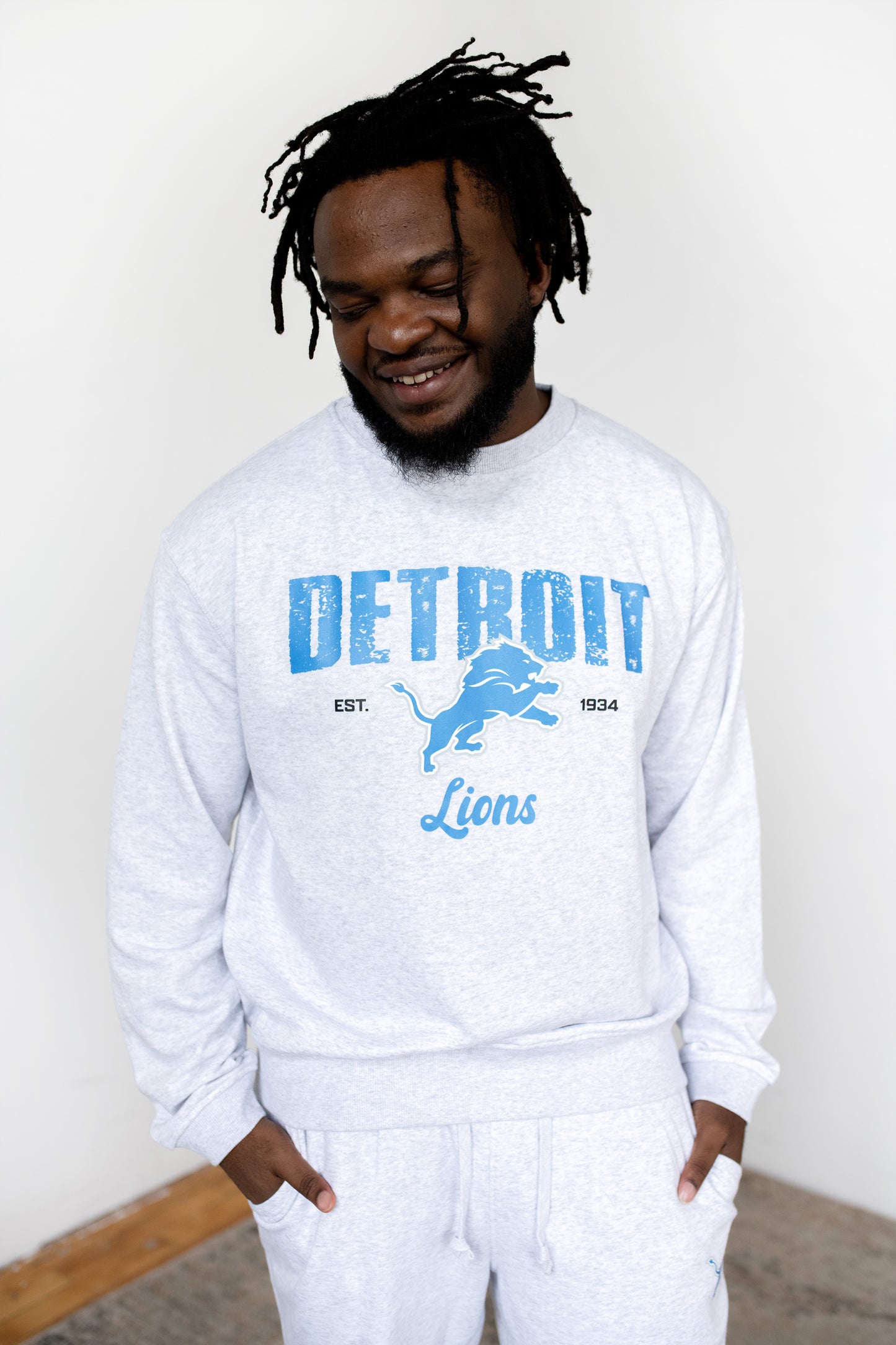 NFL Detroit Lions Grey French Terry PJ Lounge Set