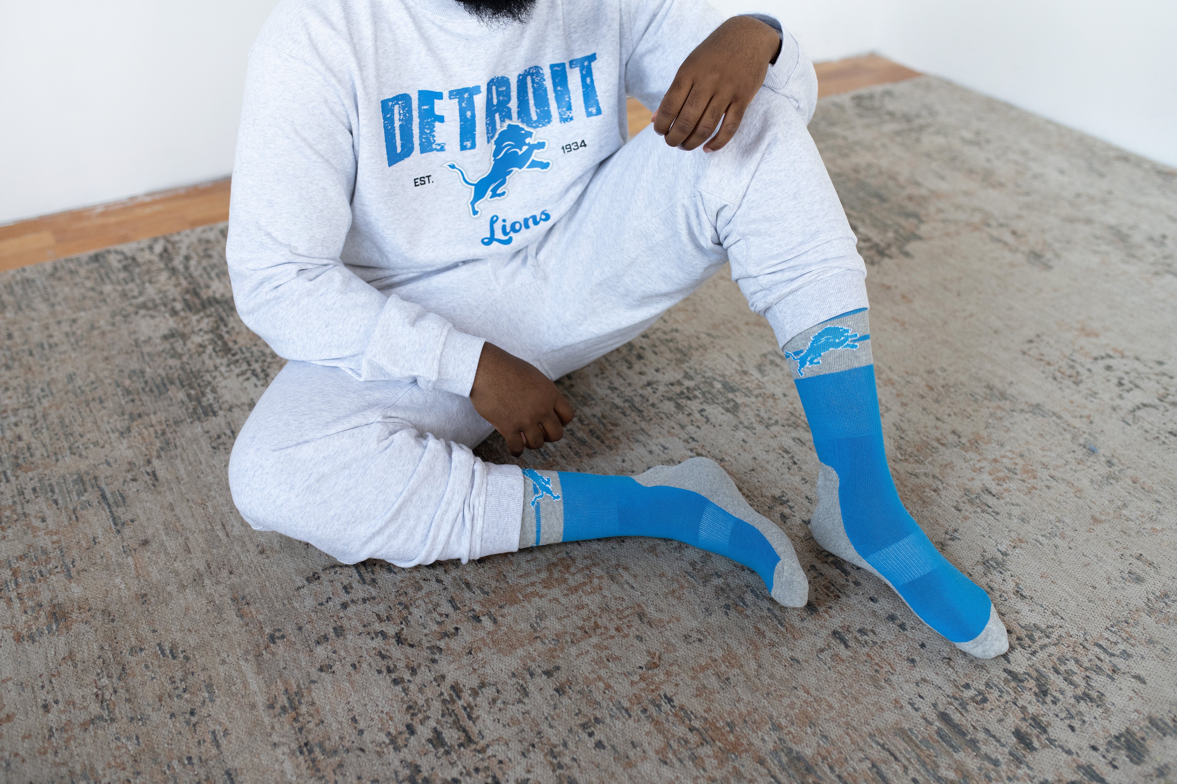 NFL Detroit Lions Grey French Terry PJ Lounge Set