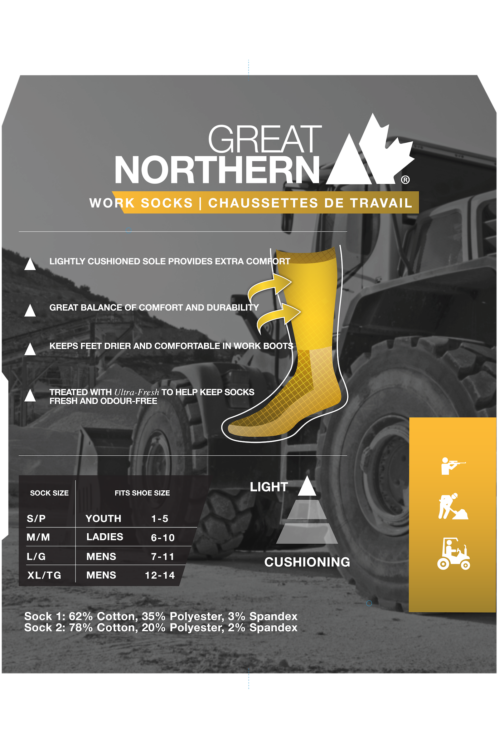 Great Northern Men's Technical Workwear Crew Socks