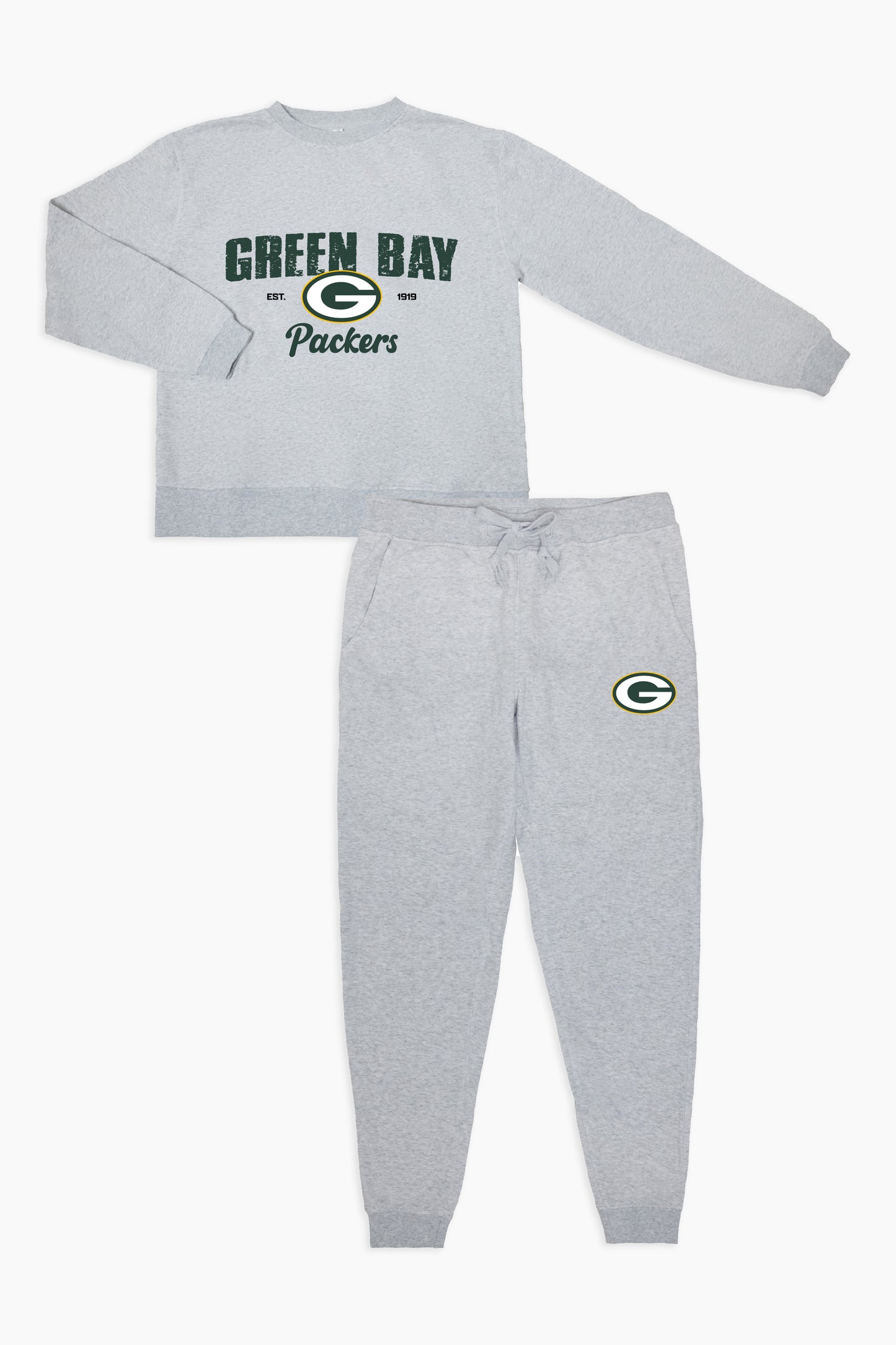 Green Bay Packers Grey French Terry Pajamas