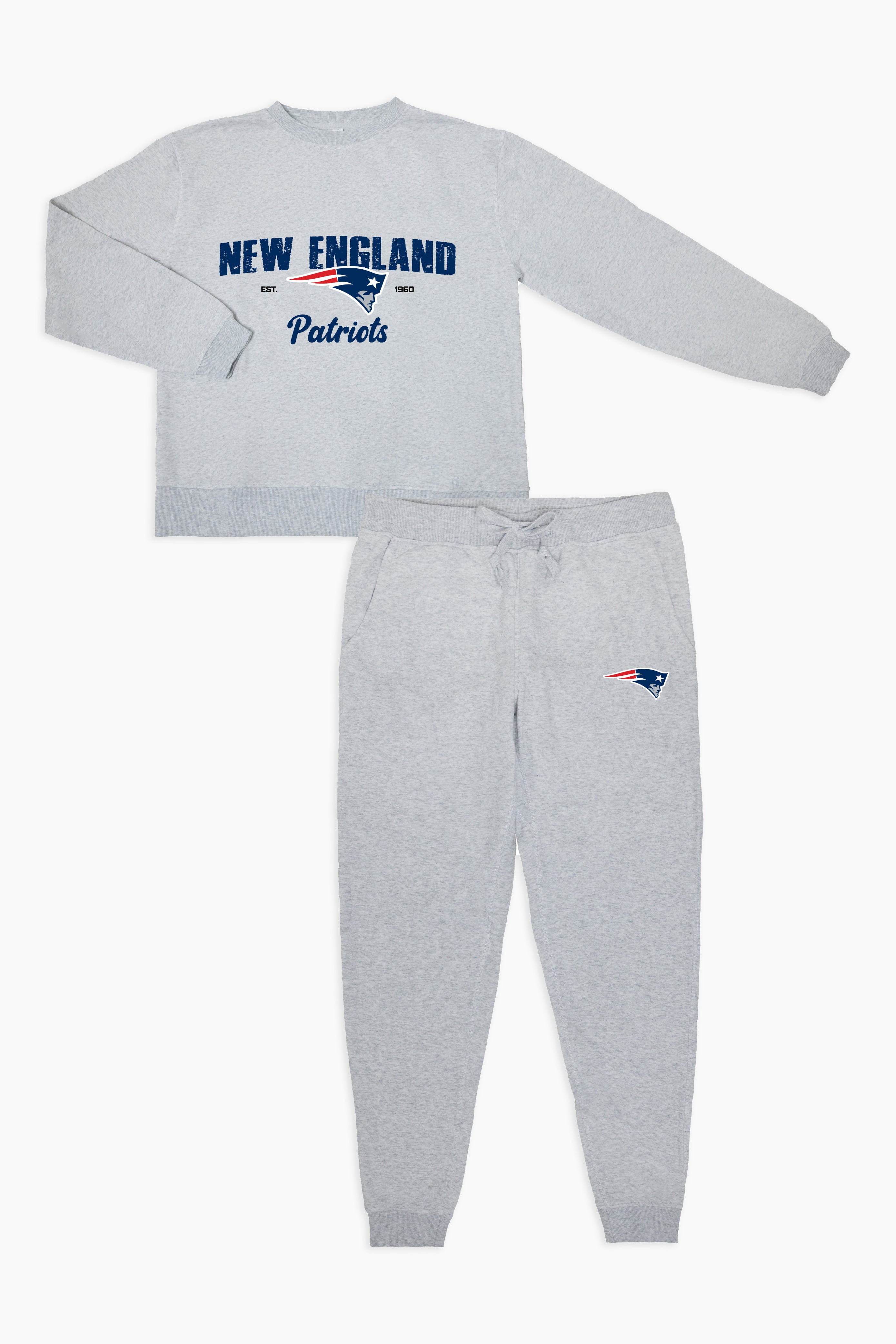 NFL New England Patriots Grey French Terry PJ Lounge Set