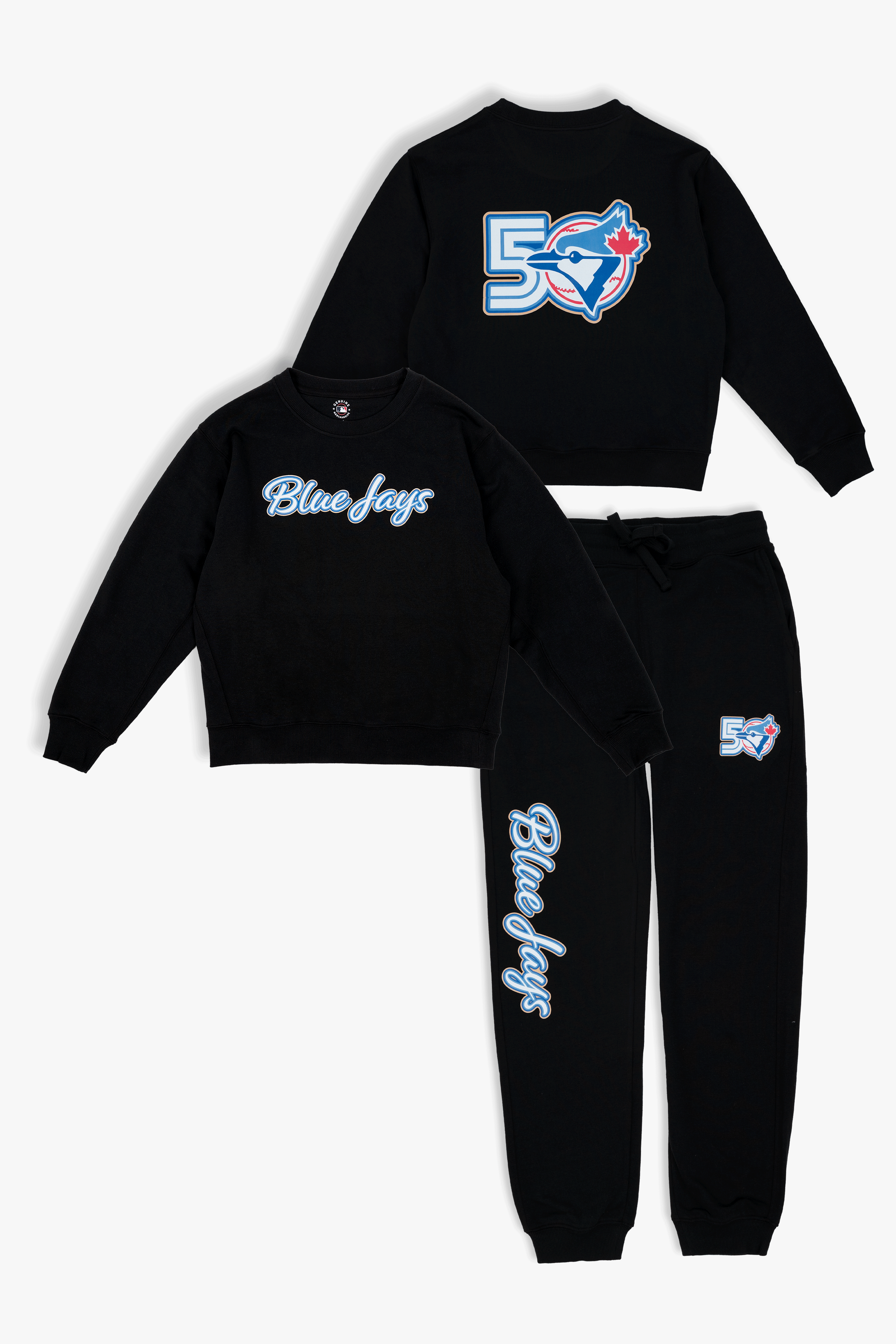 MLB Toronto Blue Jays 50th Anniversary Adult Crewneck Sweatshirt Jogger Pant Lounge Set, Women's/Men's Fan Apparel