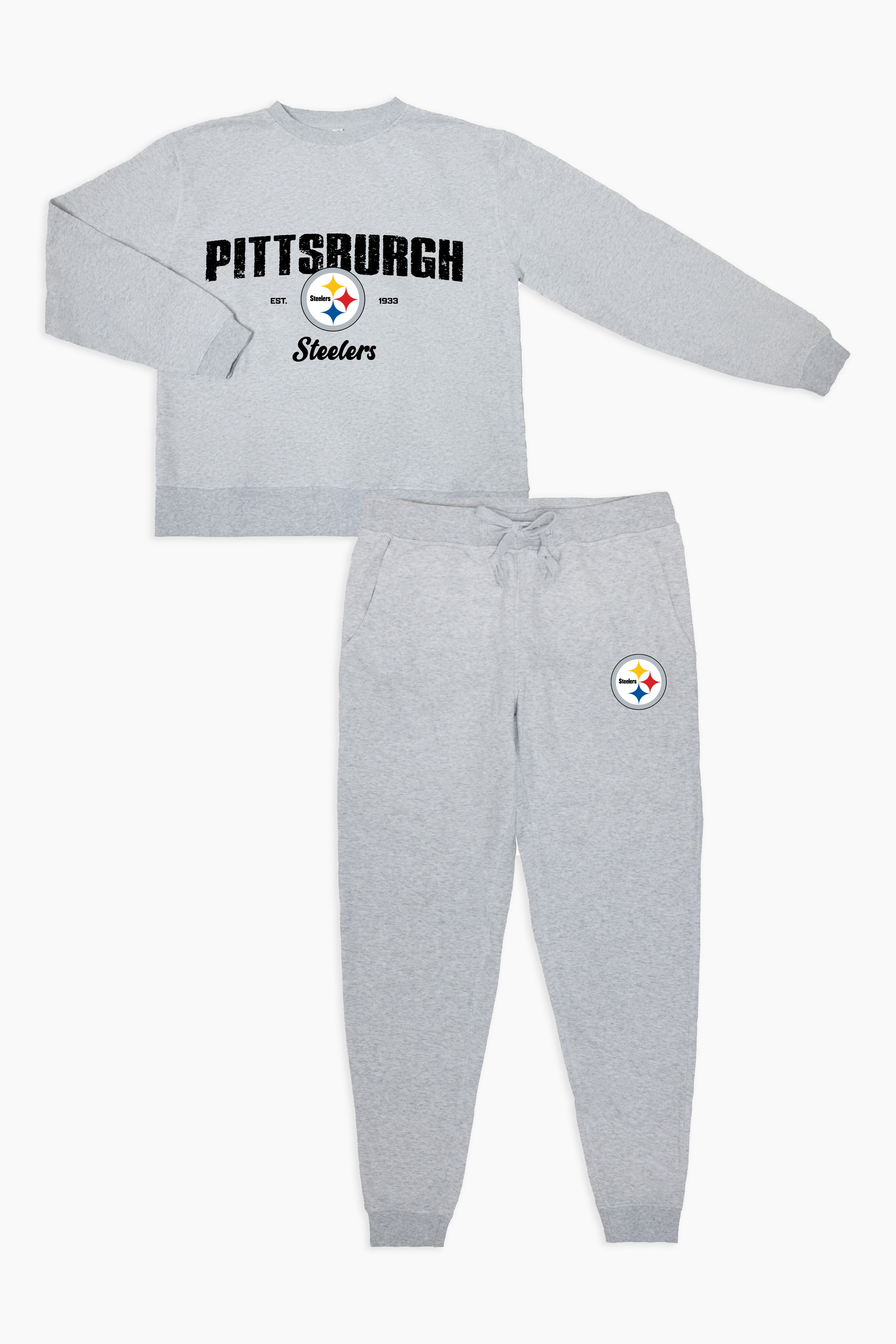 NFL Pittsburgh Steelers Grey French Terry PJ Lounge Set