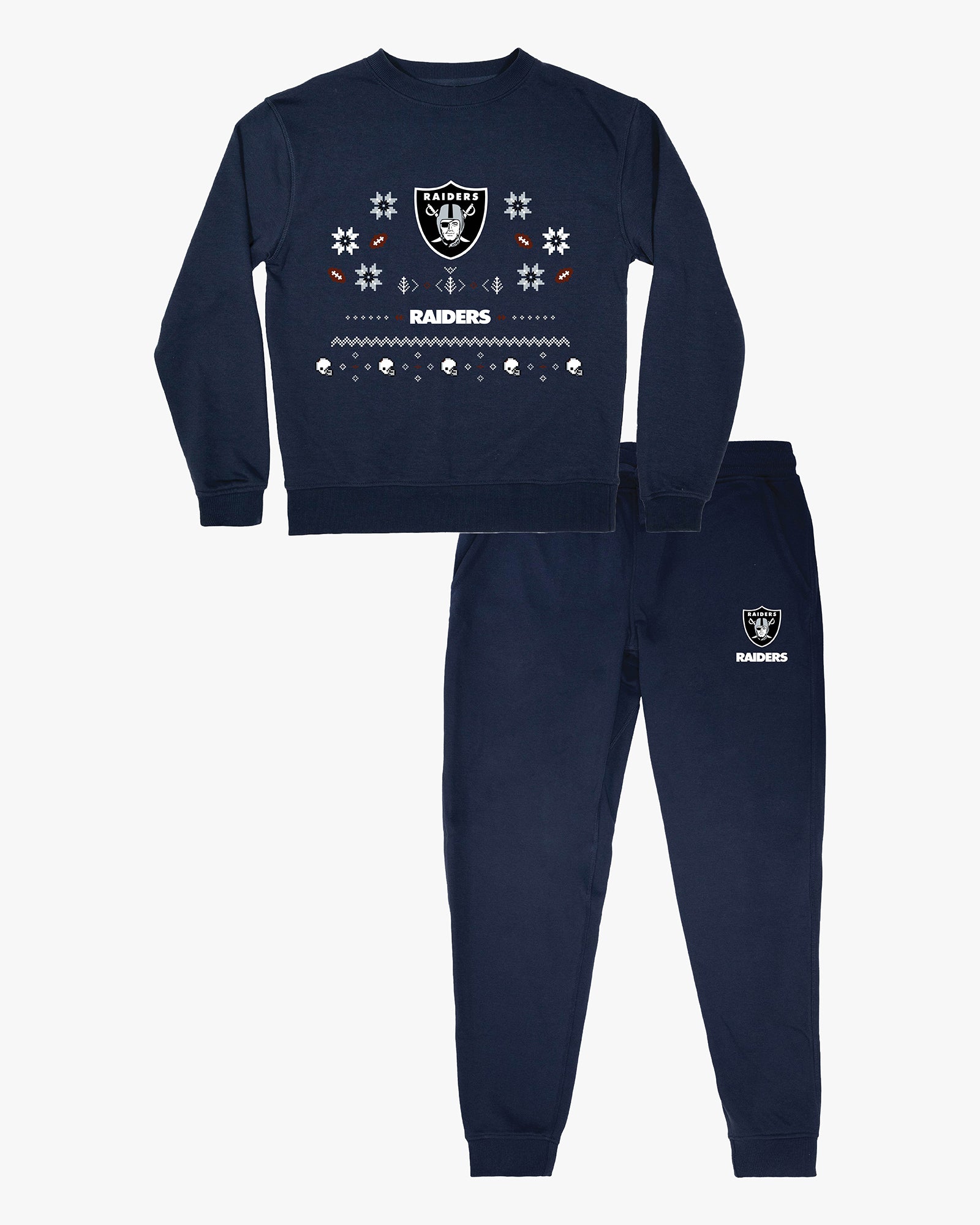 NFL Unisex Adult Ugly Holiday Lounge Set in Navy French Terry Cotton
