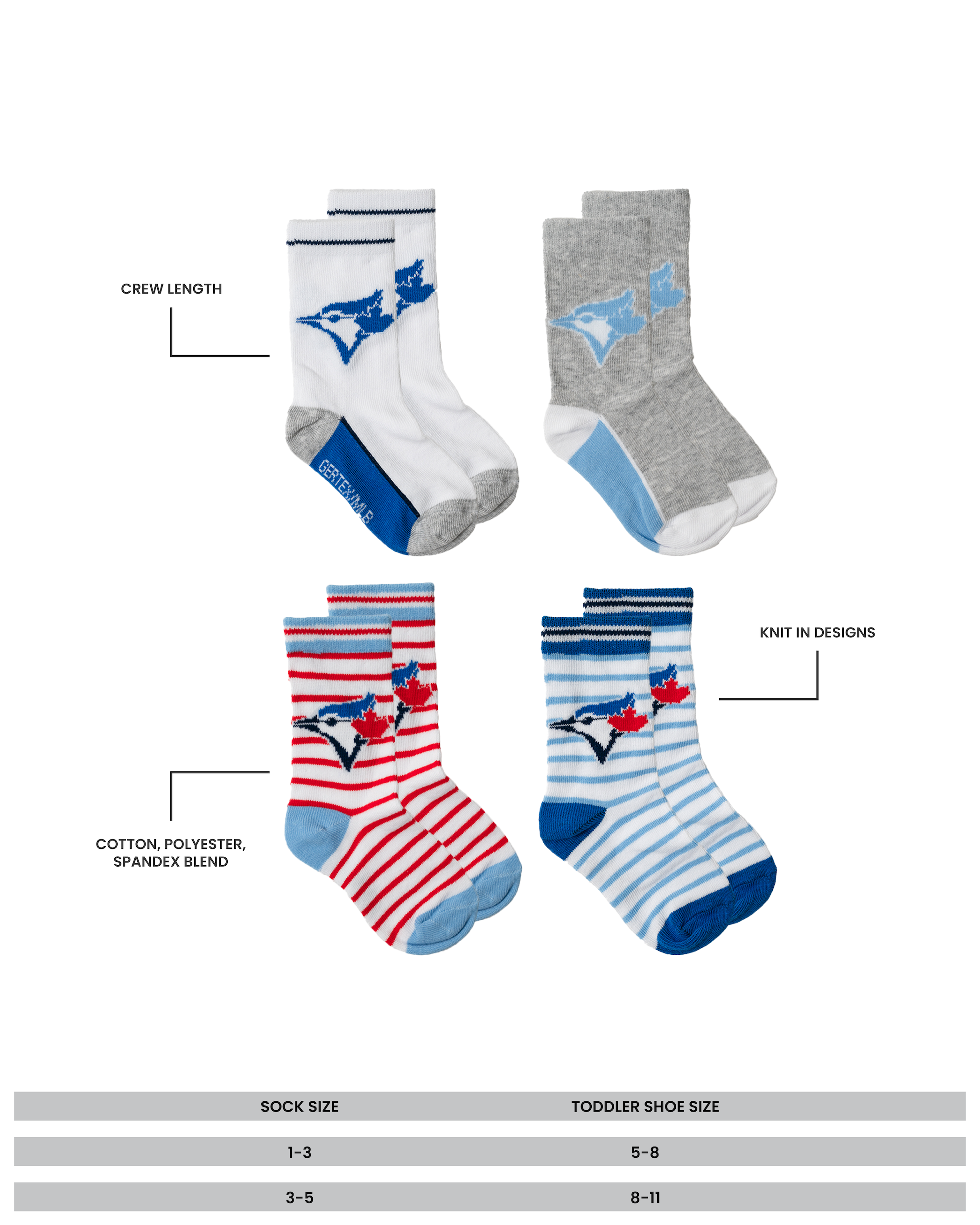 MLB Toronto Blue Jays Toddler 4-Pack Crew Socks