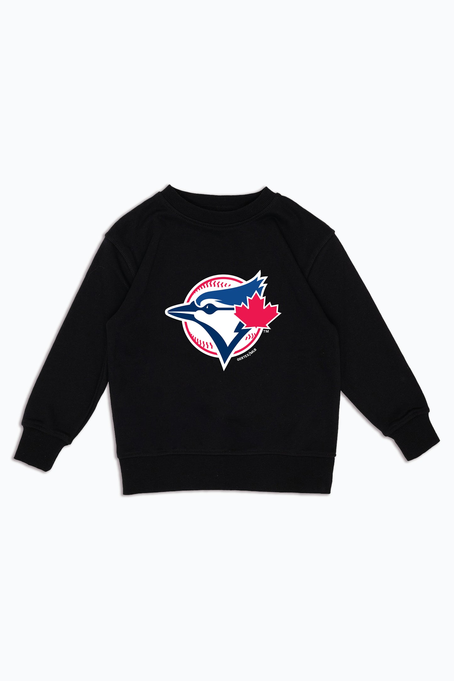 MLB Kids Toronto Blue Jays Black French Terry Crewneck Sweatshirt for Junior Boys & Girls | Authentic Licensed Fan Sweater, Merch