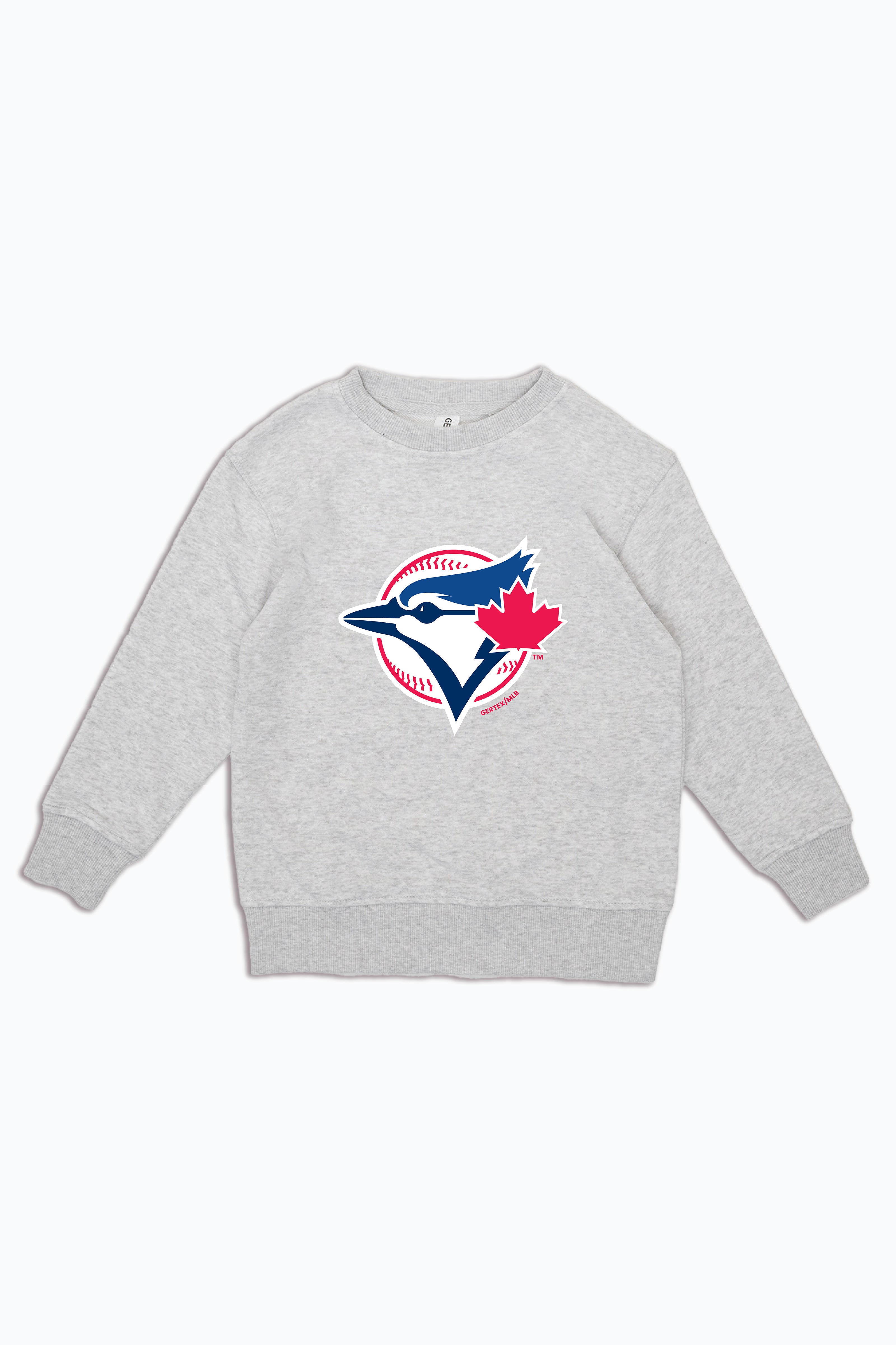 MLB Toronto Blue Jays Logo Crewneck Heather Grey Sweatshirt for Kids, Youth Pullover | Licensed Fan Apparel for Junior Boys, Girls