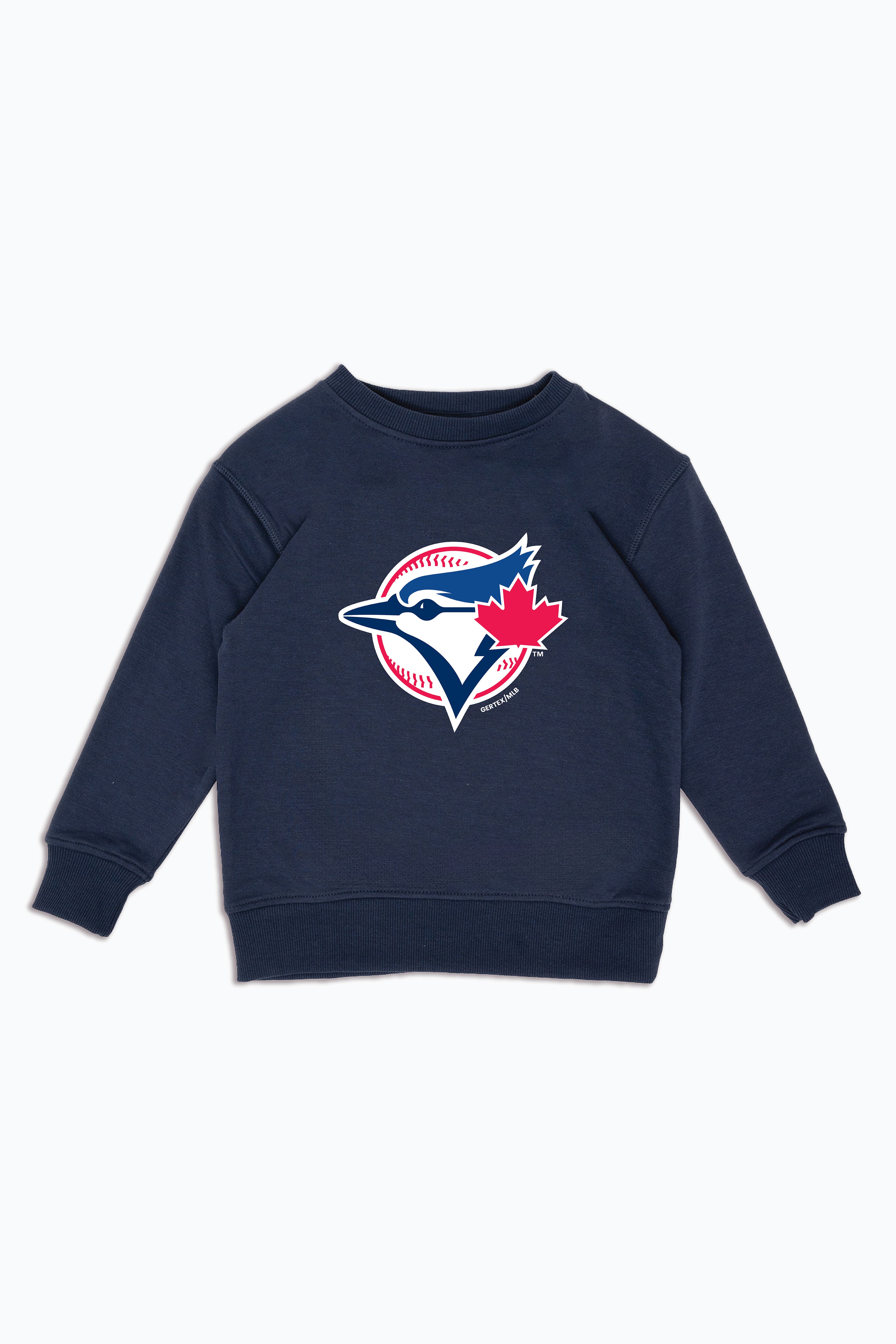 MLB Toronto Blue Jays Logo Navy Crewneck Sweatshirt for Kids, Youth Fleece Pullover | Licensed Fan Apparel for Junior Boys, Girls