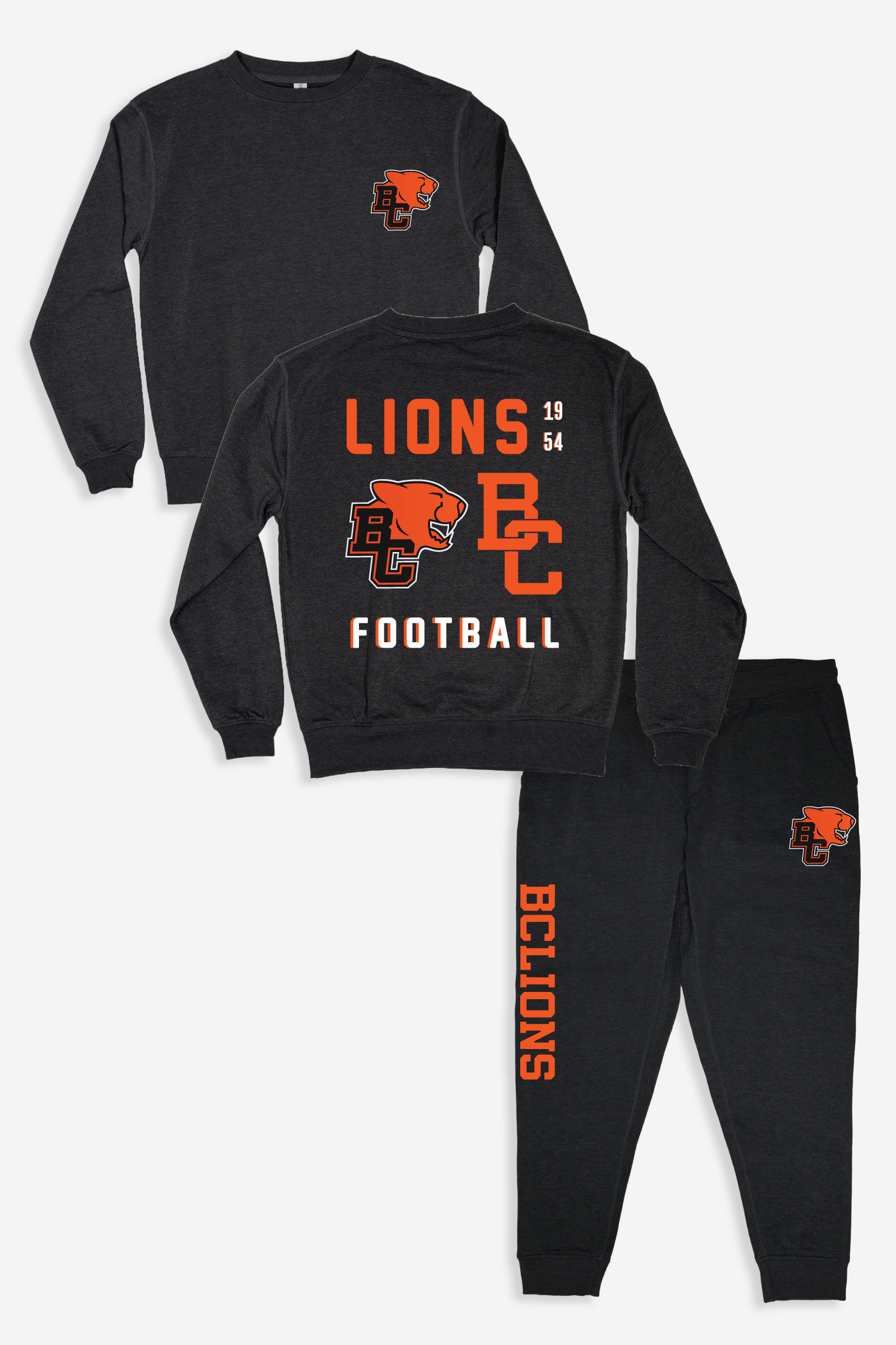 CFL BC Lions Dark Grey Unisex Adult Matching French Terry Cotton Lounge Set