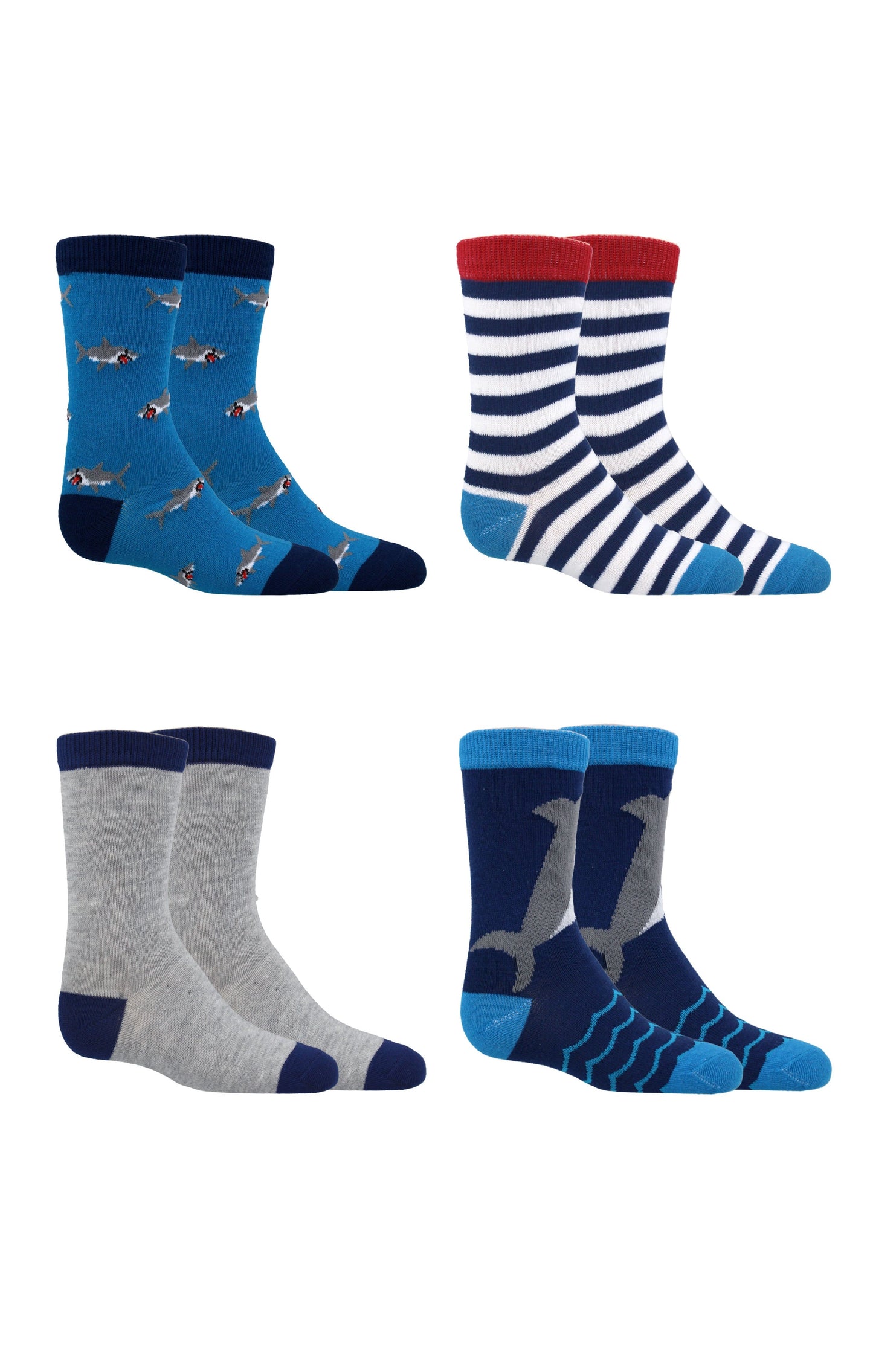 Kids Boys 4-Pack Fun Graphic Crew Socks Bundle